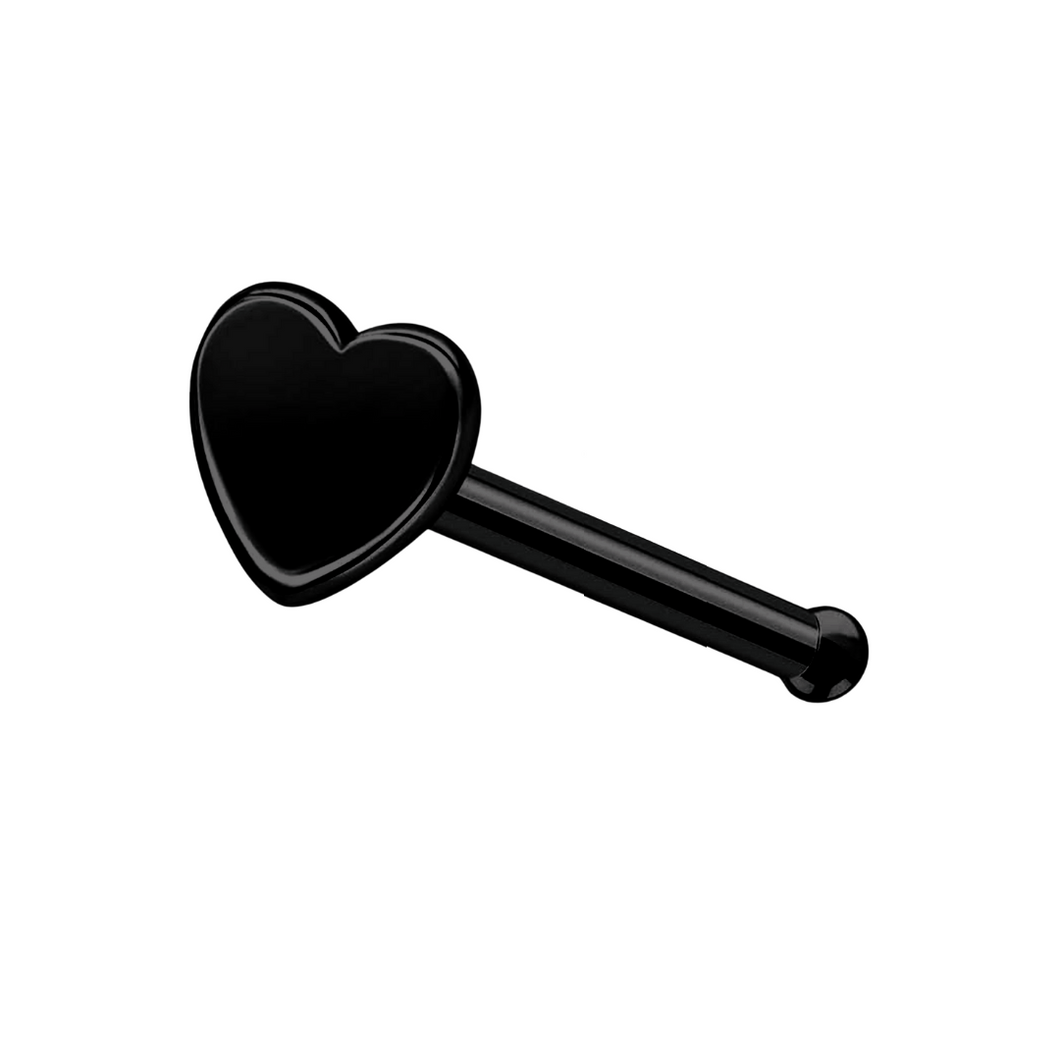 Black Heart Nostril Stud TG23