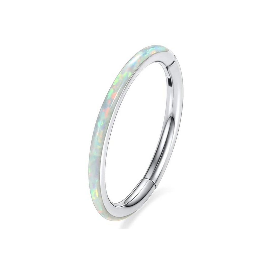 White Opal Clicker Hoop