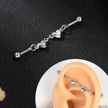 Cargar imagen en el visor de la galería, Heart Dangle Chained Barbell
