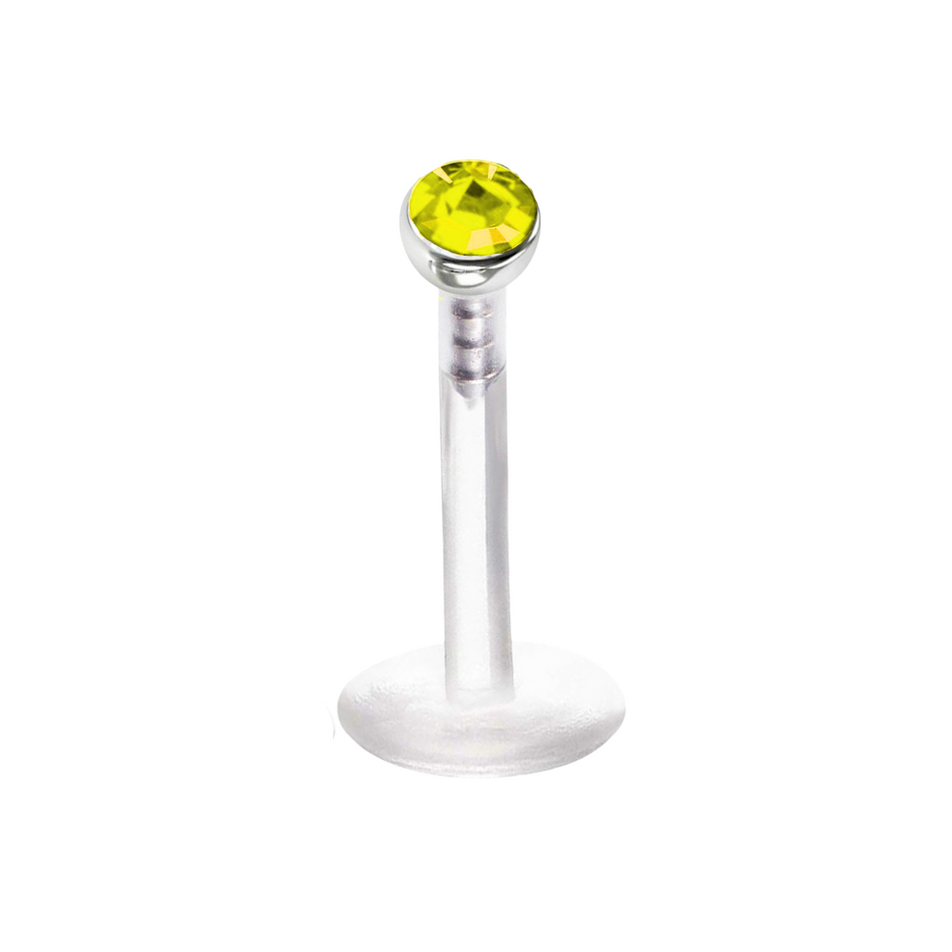 2mm Yellow Cz Labret Bioflex