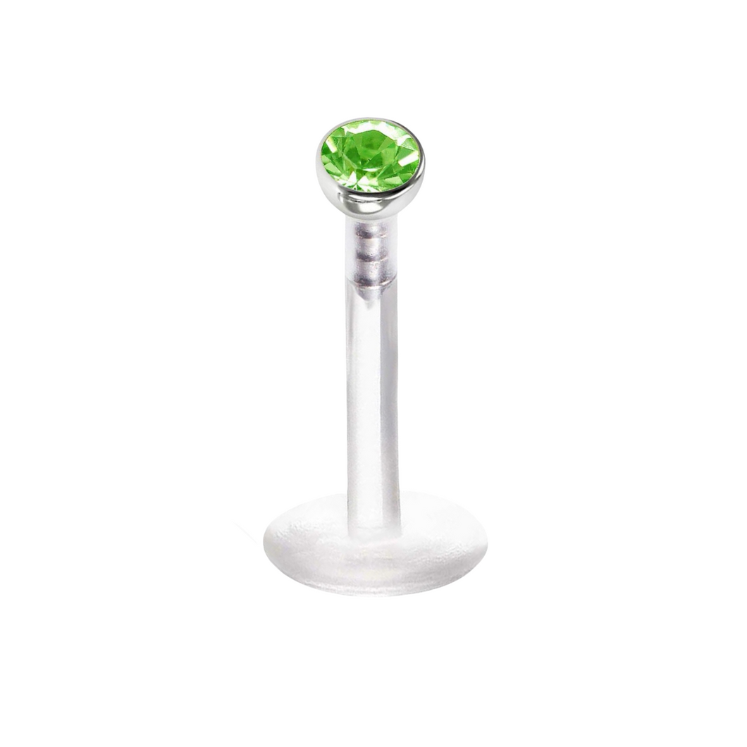 2mm Green Cz Labret Bioflex