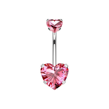 Cargar imagen en el visor de la galería, Pink Heart Cz Ombligo
