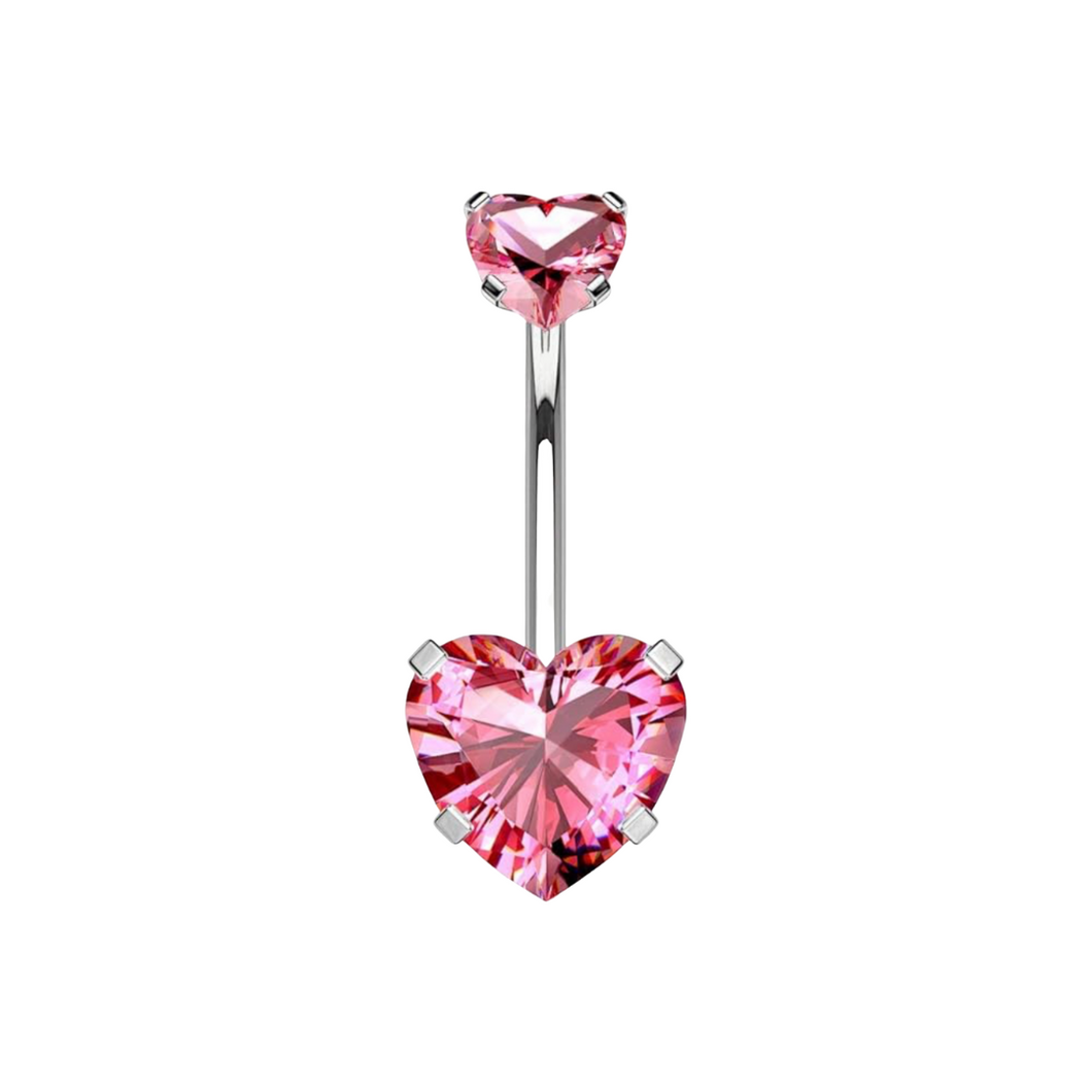 Pink Heart Cz Ombligo