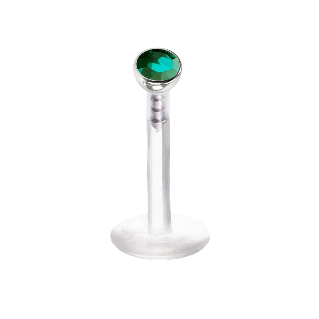 2mm Emerald Cz Labret Bioflex