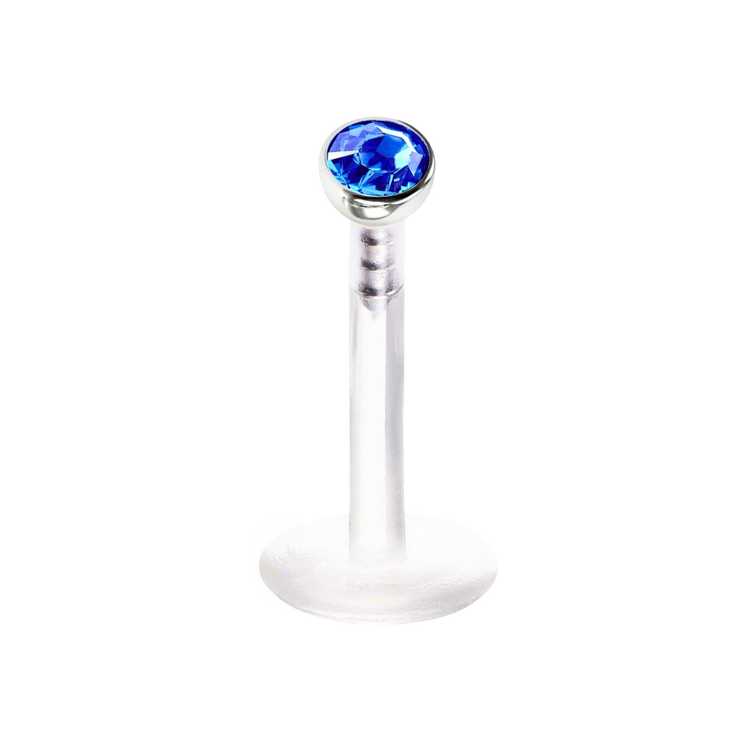 2mm Blue Cz Labret Bioflex