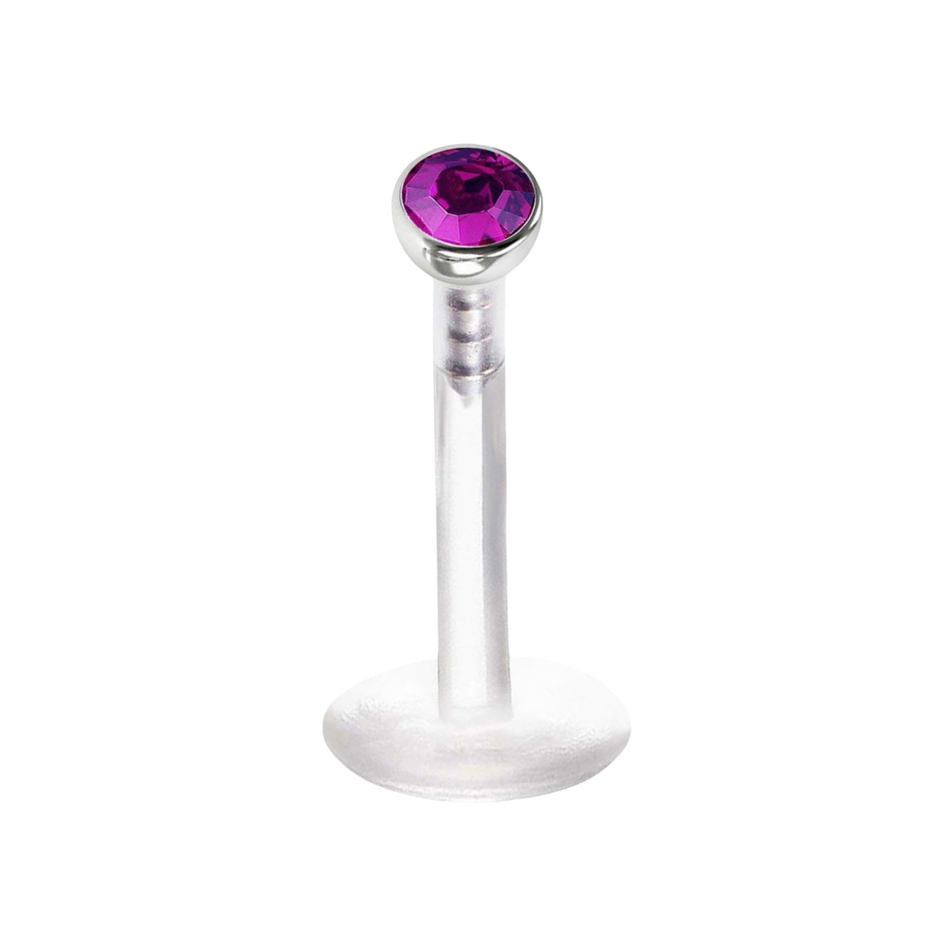 2mm Violet Cz Labret Bioflex