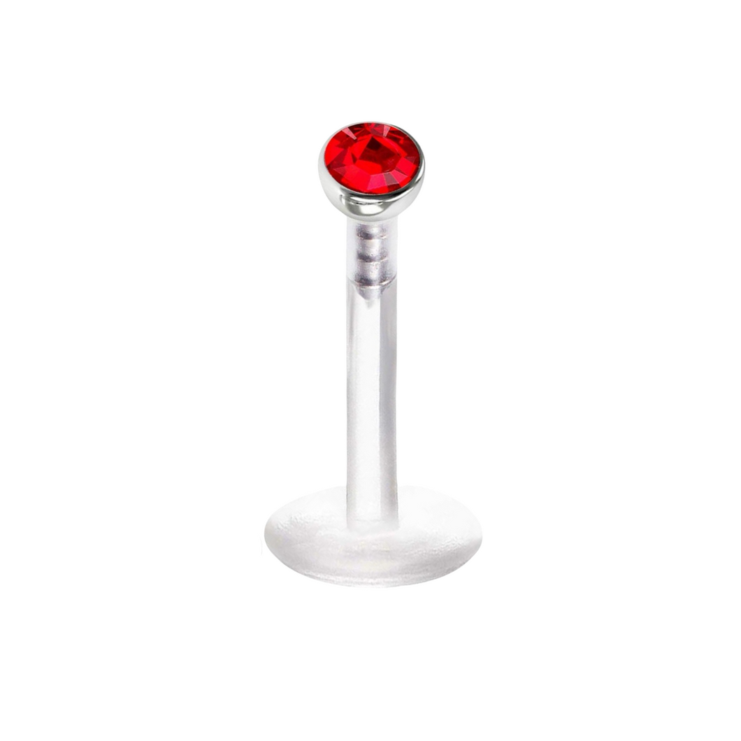 2mm Red Cz Labret Bioflex