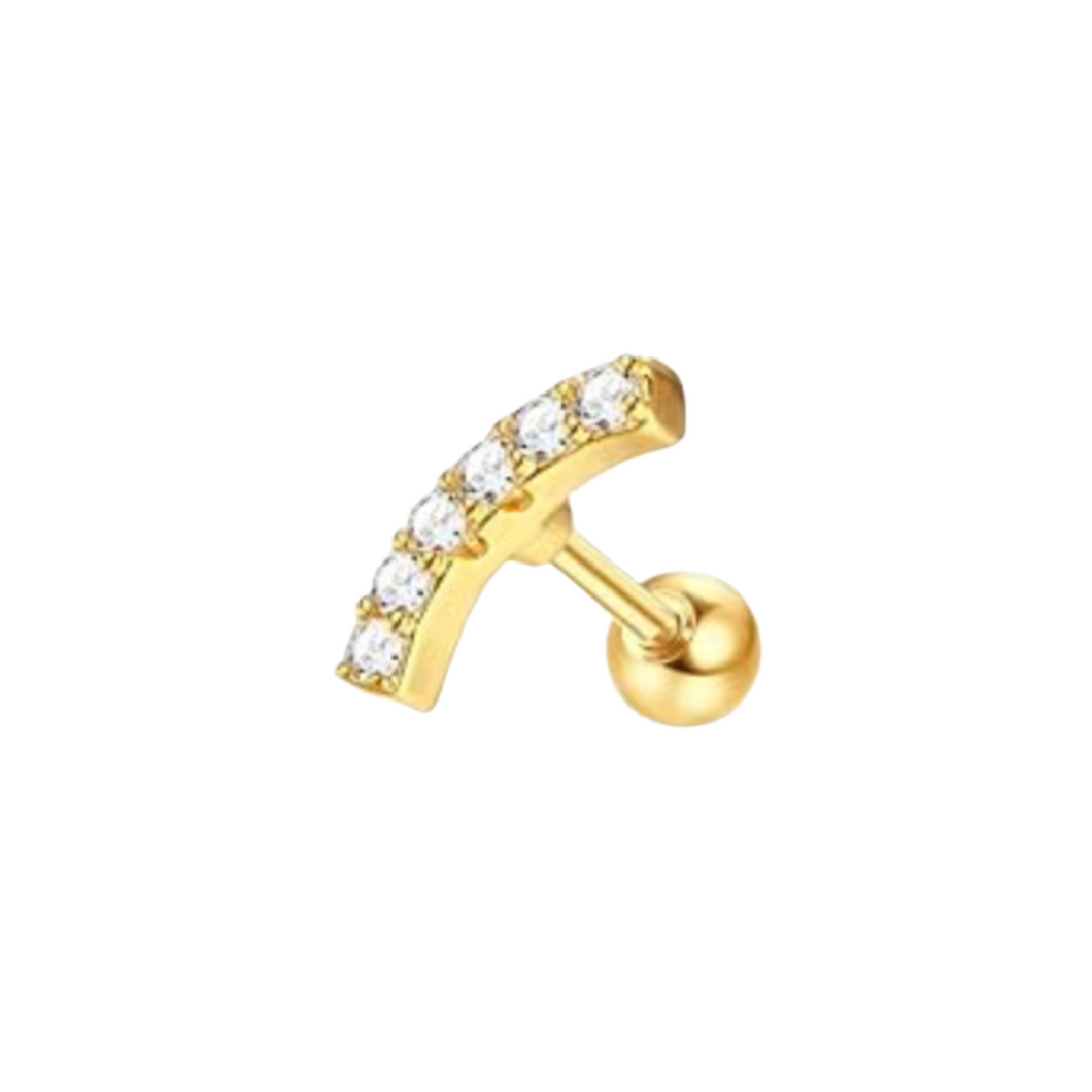 Curved Cz Long Barbell