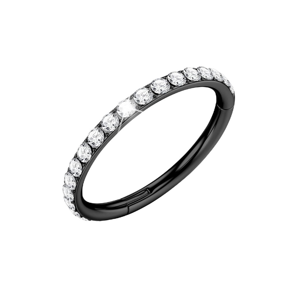 Black Cubic CZ Hoop AQ316L