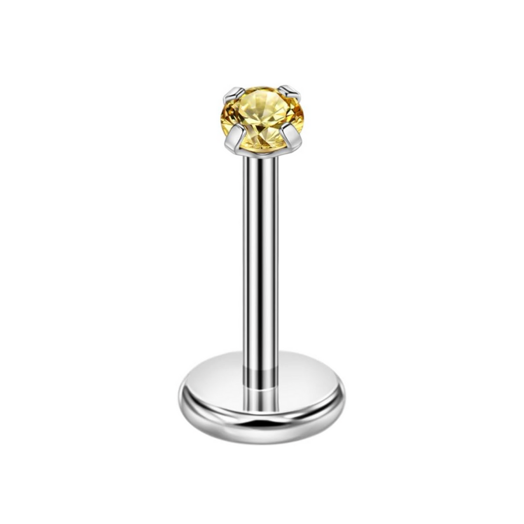 2mm Yellow Cz Labret AQ316L