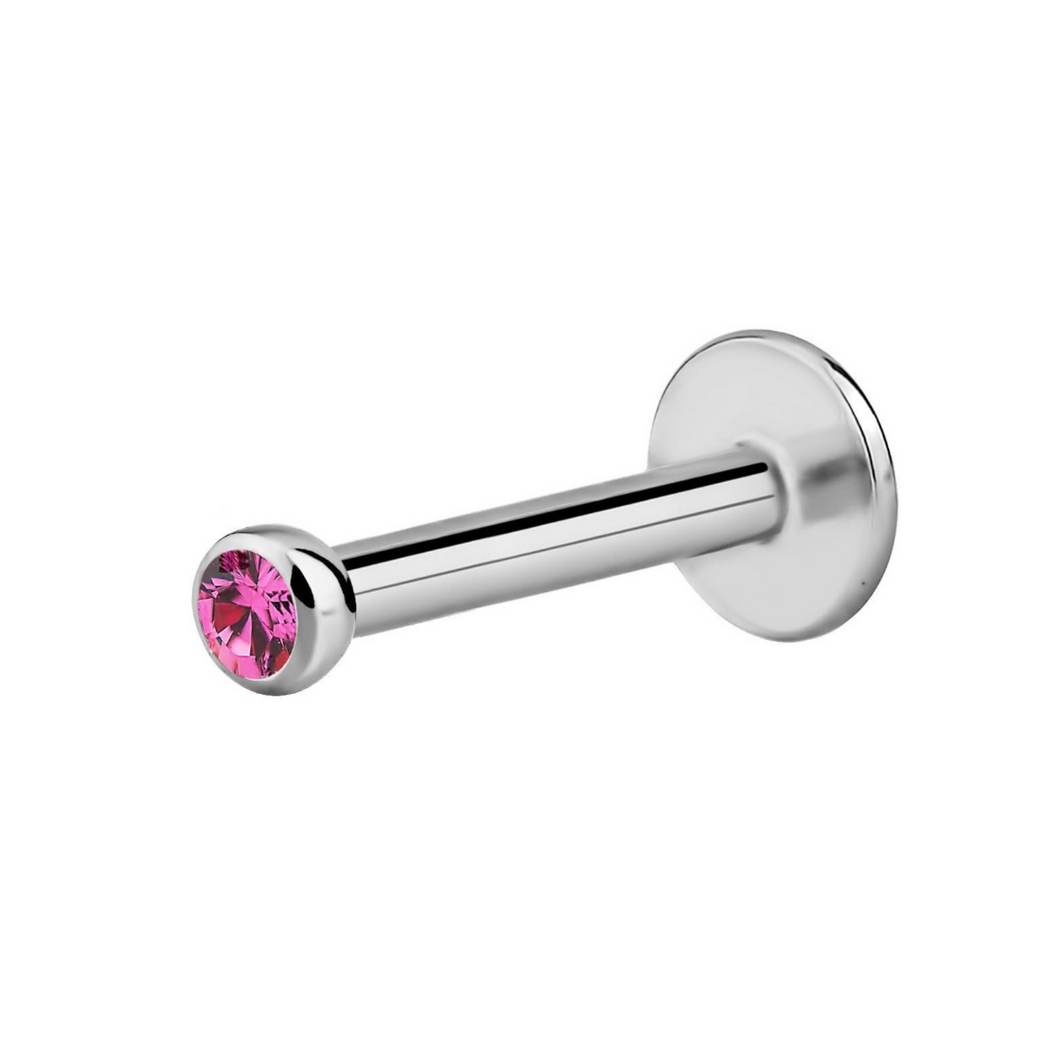 2mm Pink Cz Labret AQ316L