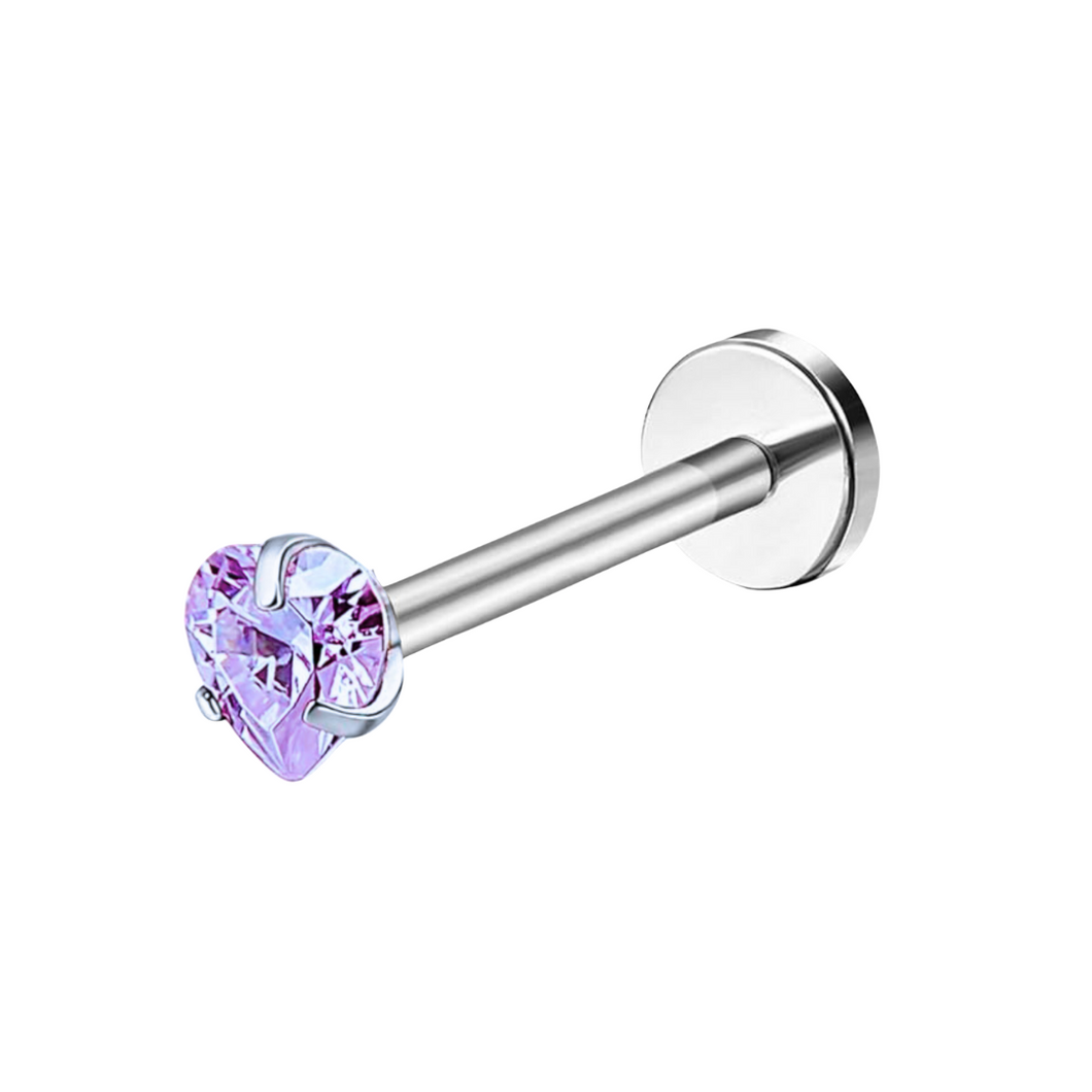 Lavender Heart Cz Labret