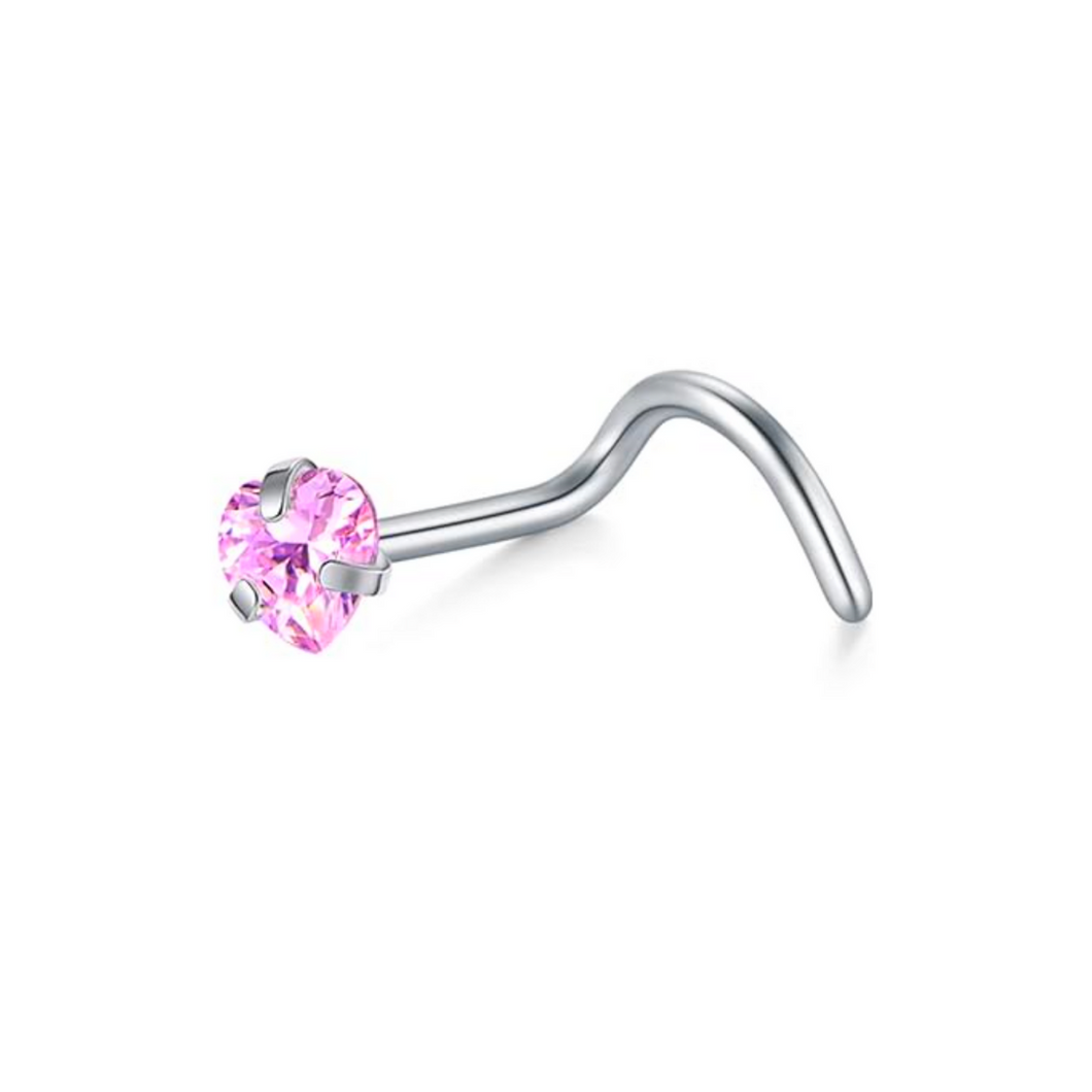 Pink Heart Cz Nostril
