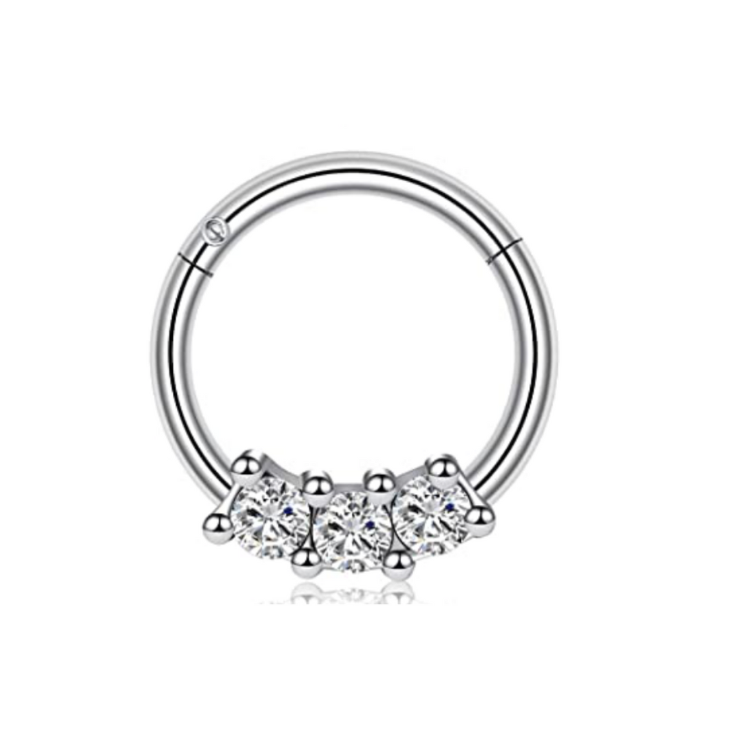 Triple Cz Clicker Hoop