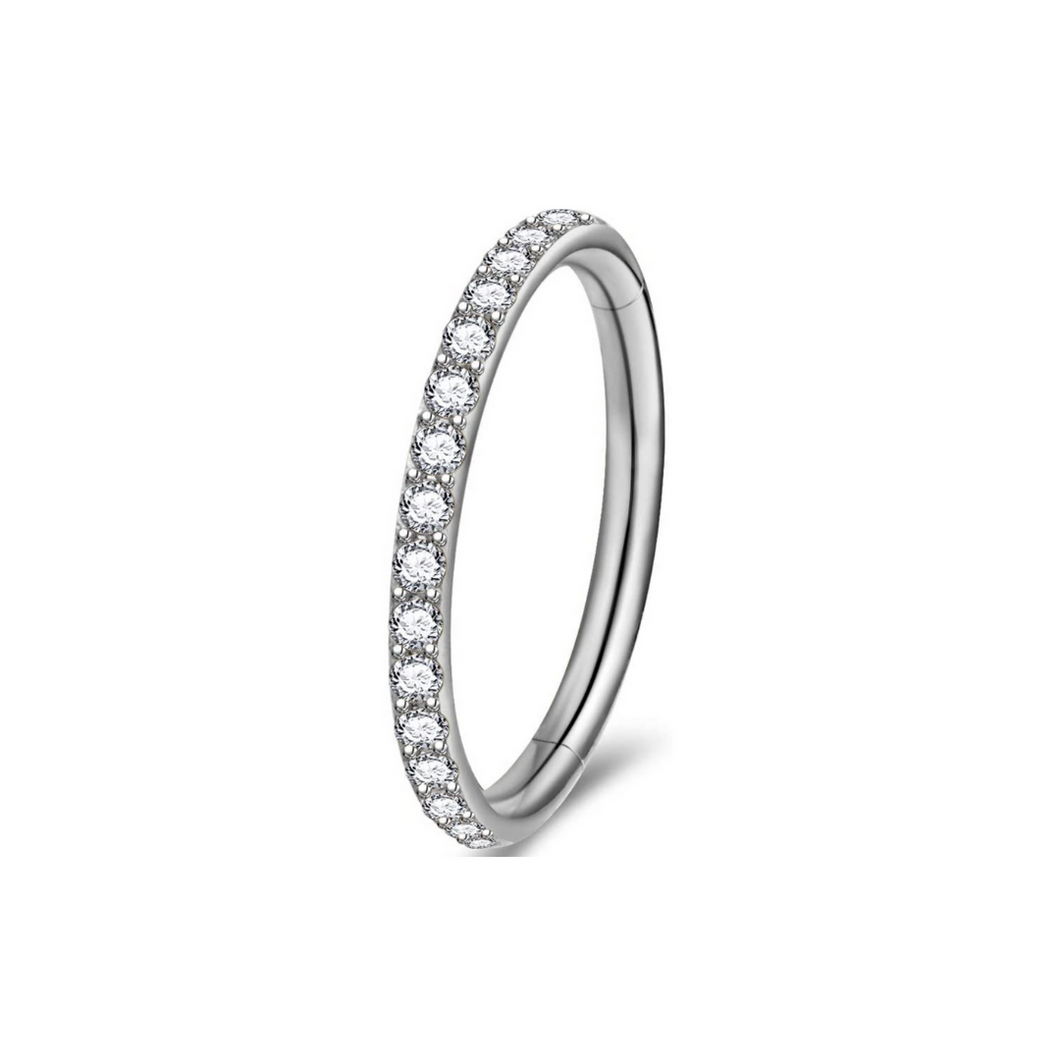 Silver Cubic CZ Hoops AQ316L (14mm)