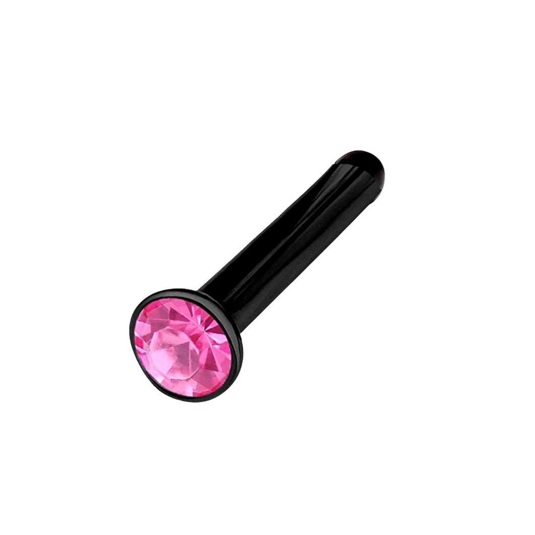 1.5mm Black & Pink Nostril Stud