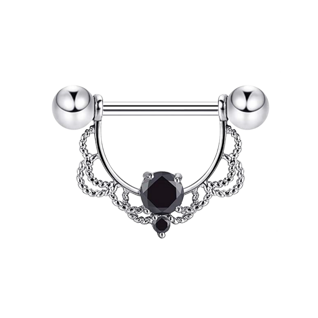 Black Cz Nipple Barbell