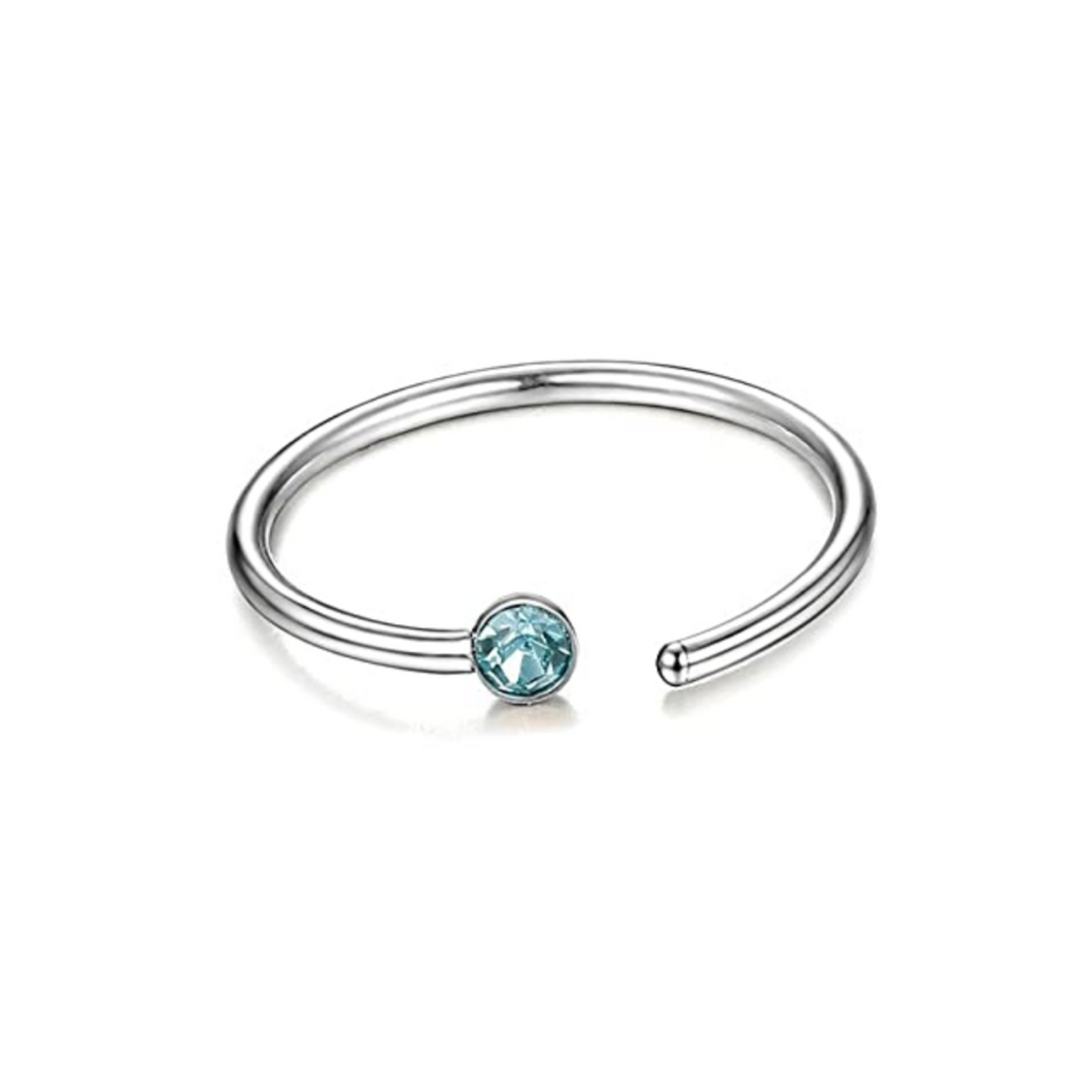 Aqua Cz Nostril Hoop