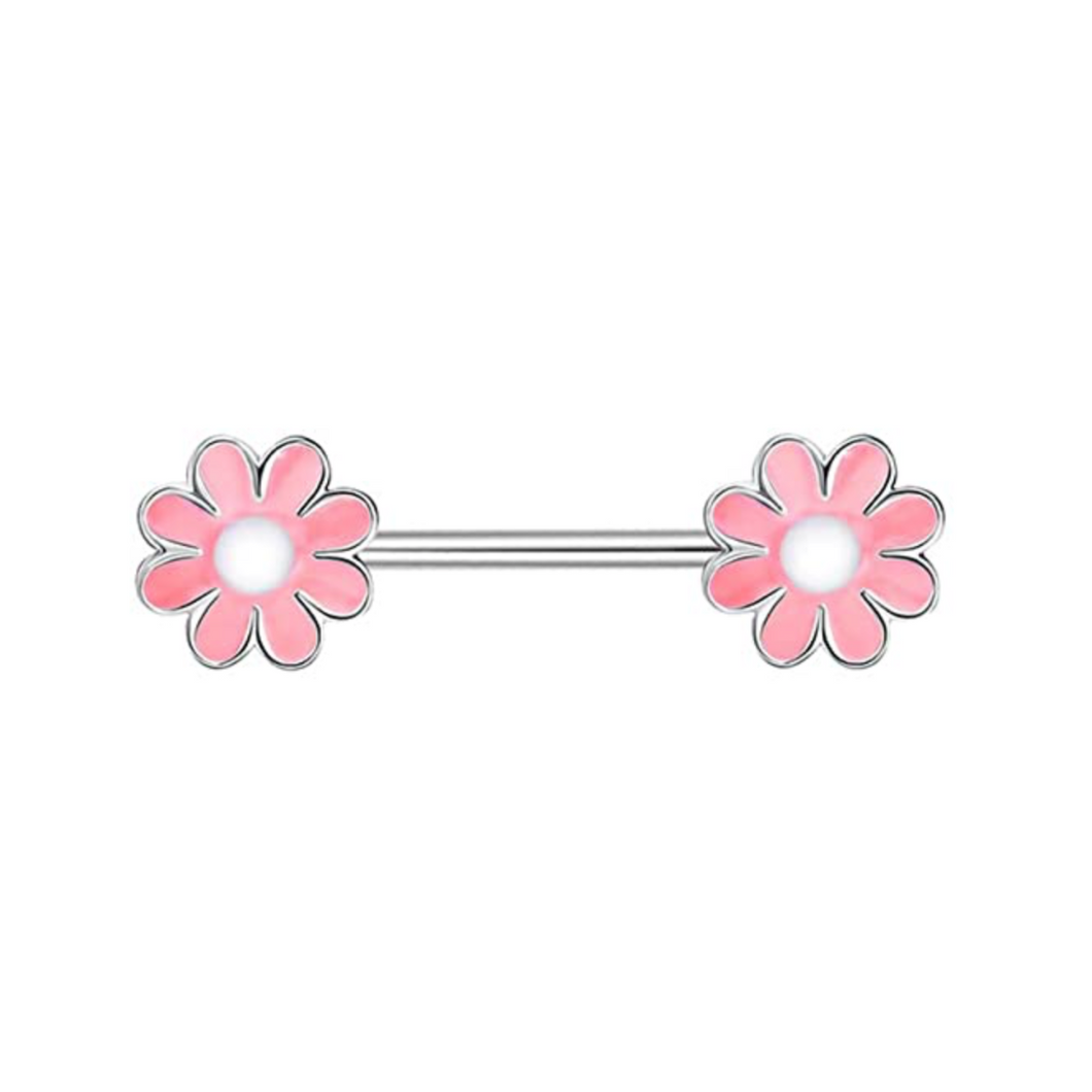 Pink Daisy Nipple Barbell