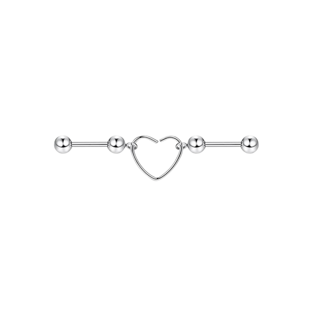 Double Silver Heart Barbell