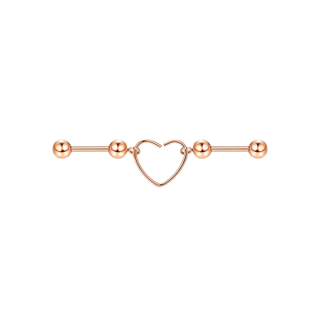 Double Rose Gold Heart Barbell